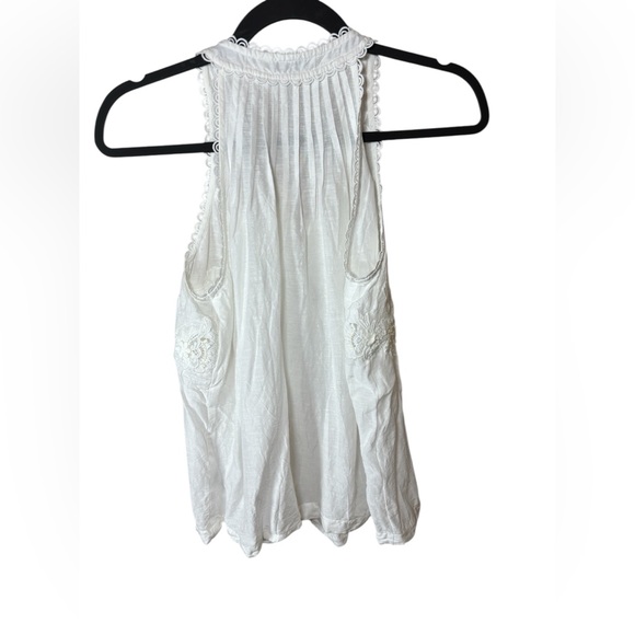 Anthropologie Ranna Gill Linen Lace Tank Top XXS White Boho Cottagecore - Picture 3 of 11